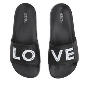 Micheal Kors Tyra Slide ; Eva/LOVE   NWT!!!